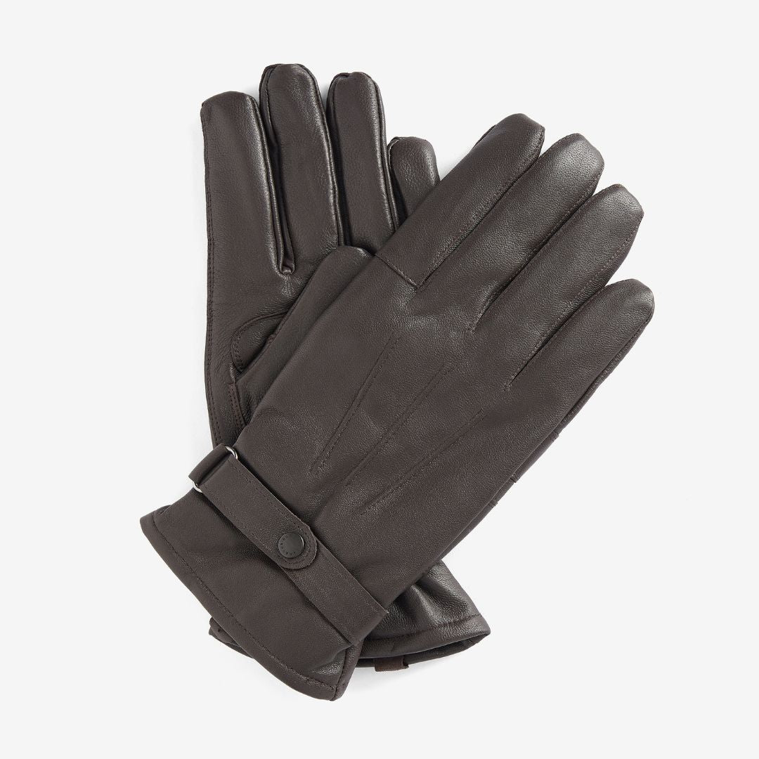 Barbour Men's Burnished Leather Thinsulate Gloves in Dark Brown