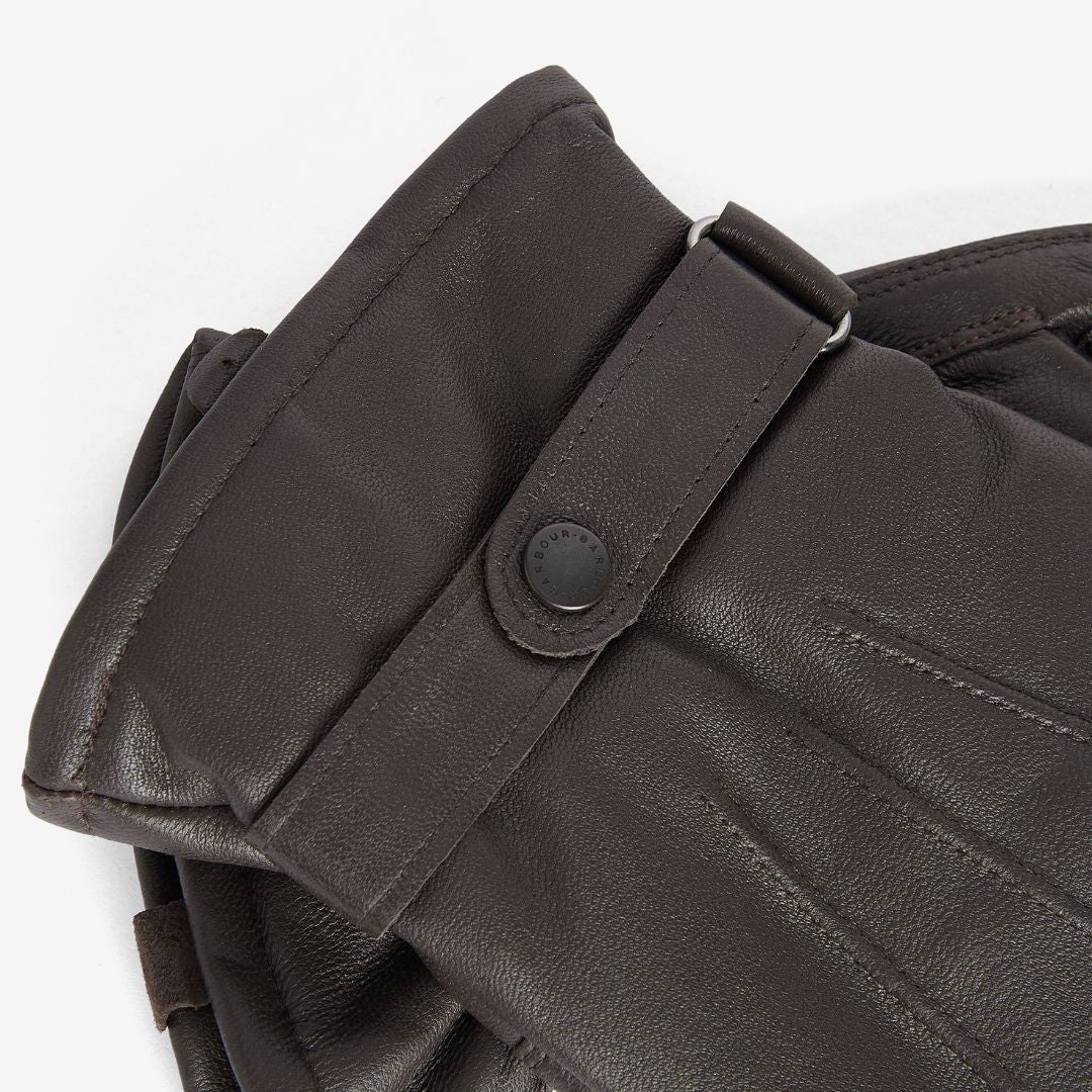 Barbour Men's Burnished Leather Thinsulate Gloves in Dark Brown