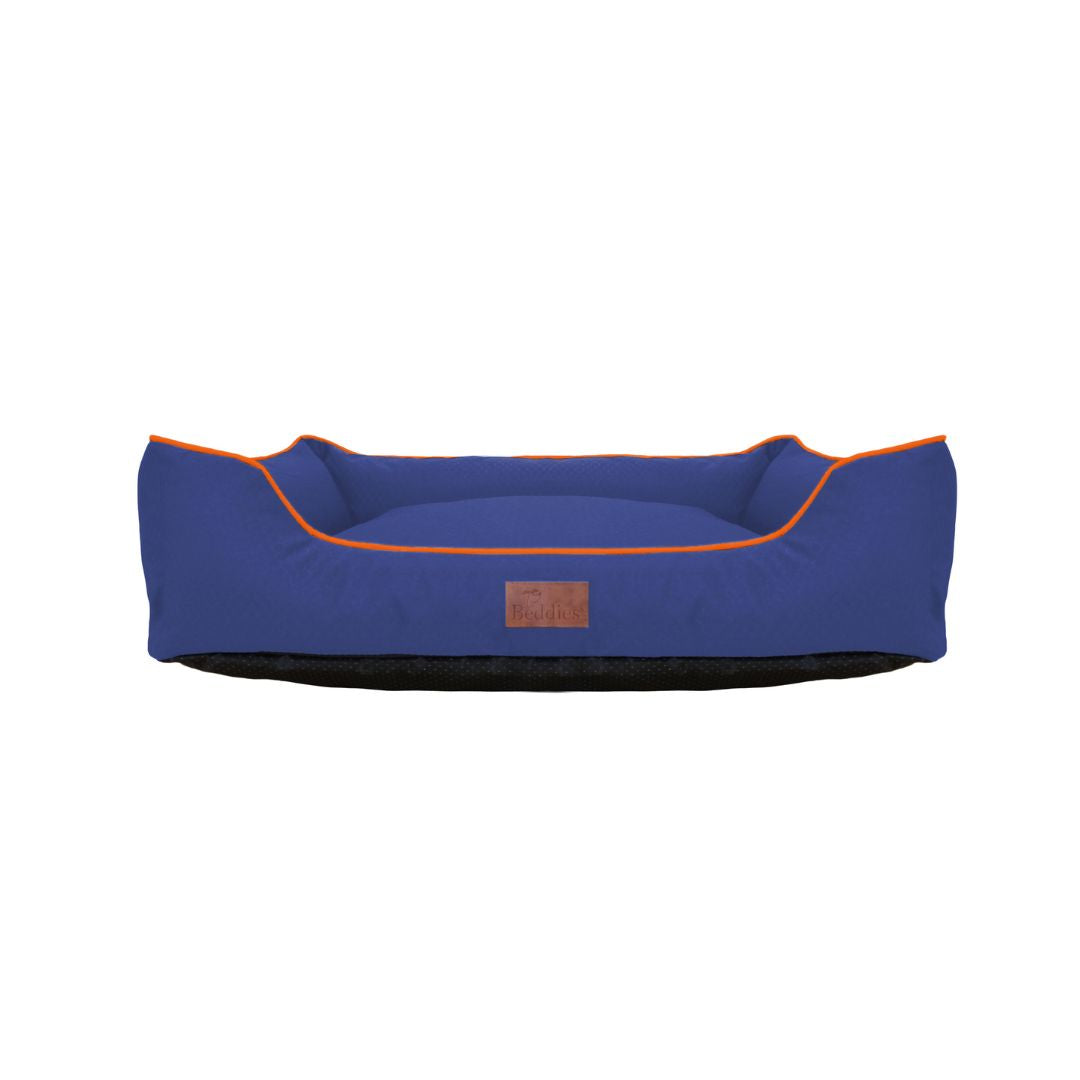 Beddies Waterproof Lounger Dog Bed in Blue and Rust