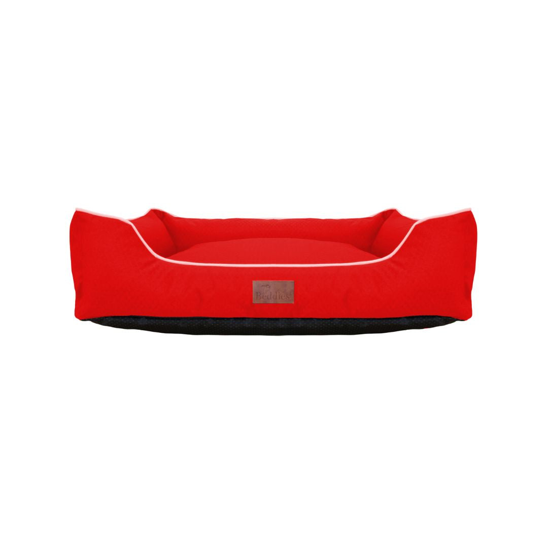 Beddies Waterproof Lounger Dog Bed in Red and Grey