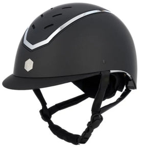 Charles Owen Kylo Helmet in Black Matte & Silver Chrome