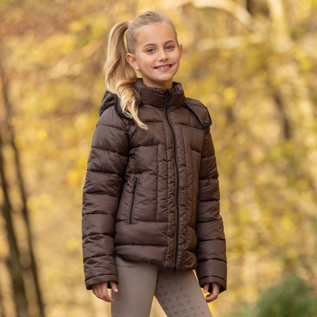 Covalliero Kids Quilted Jacket in Coffee