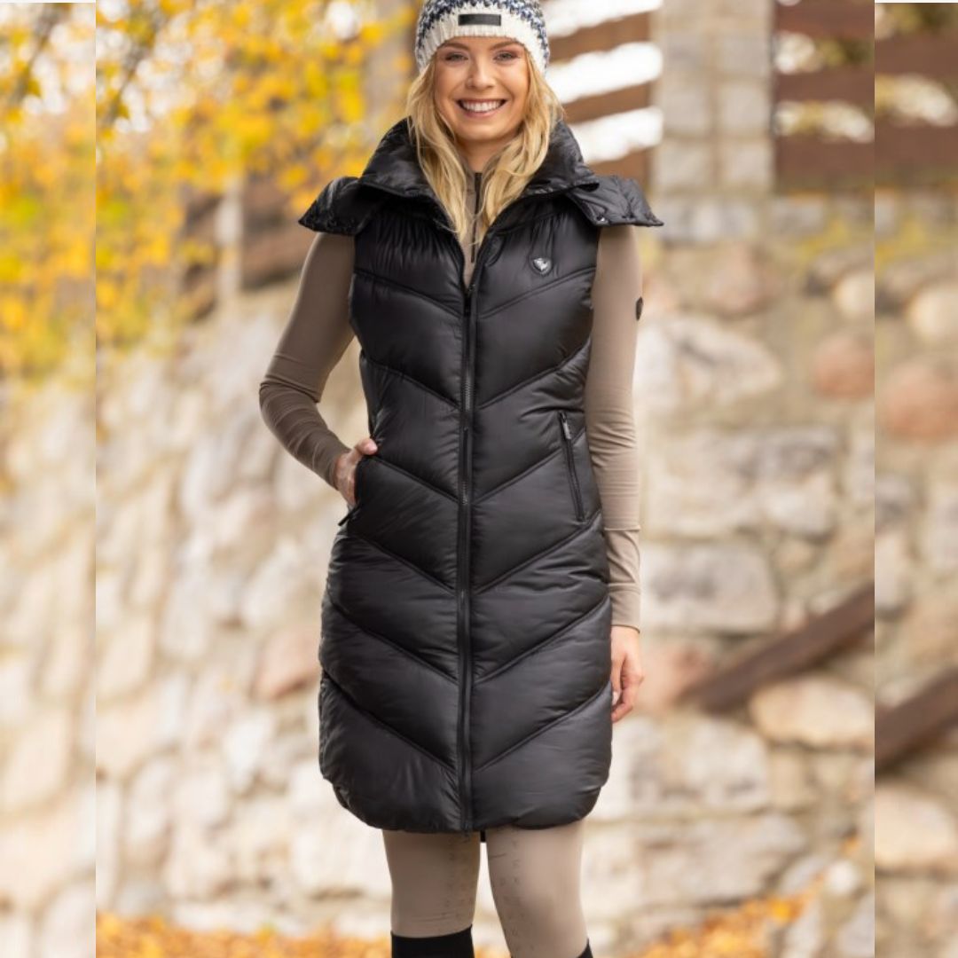 Covalliero Women's Quilted Long Bodywarmer in Black