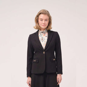 Cristina Barros Blazer with Pocket Appliques in Black