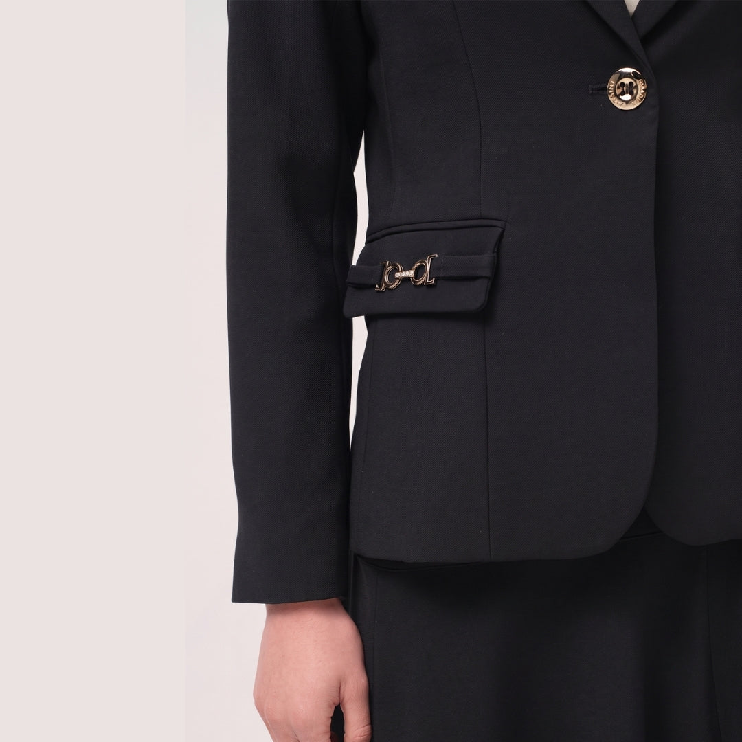 Cristina Barros Blazer with Pocket Appliques in Black