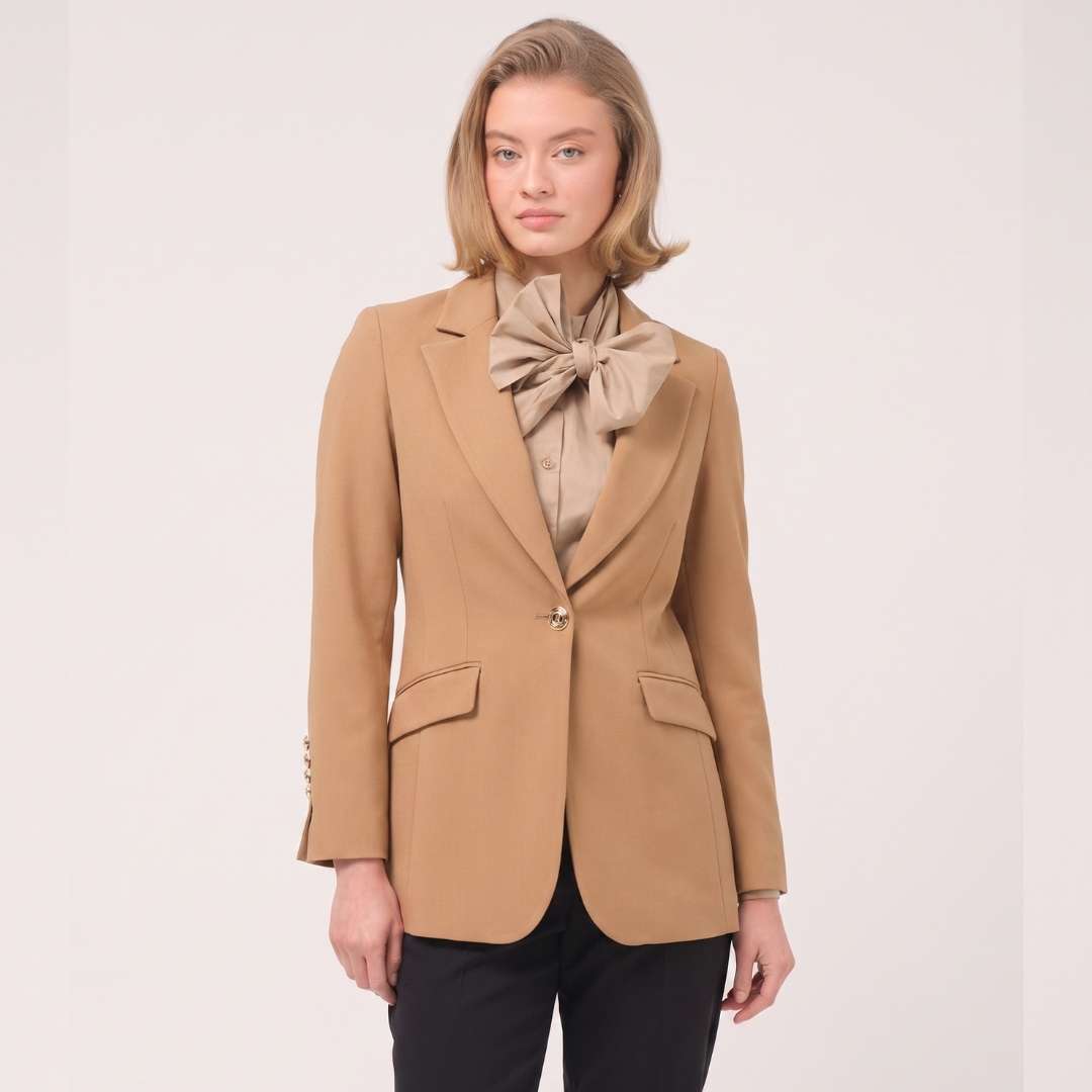 Cristina Barros Classic Blazer in Camel
