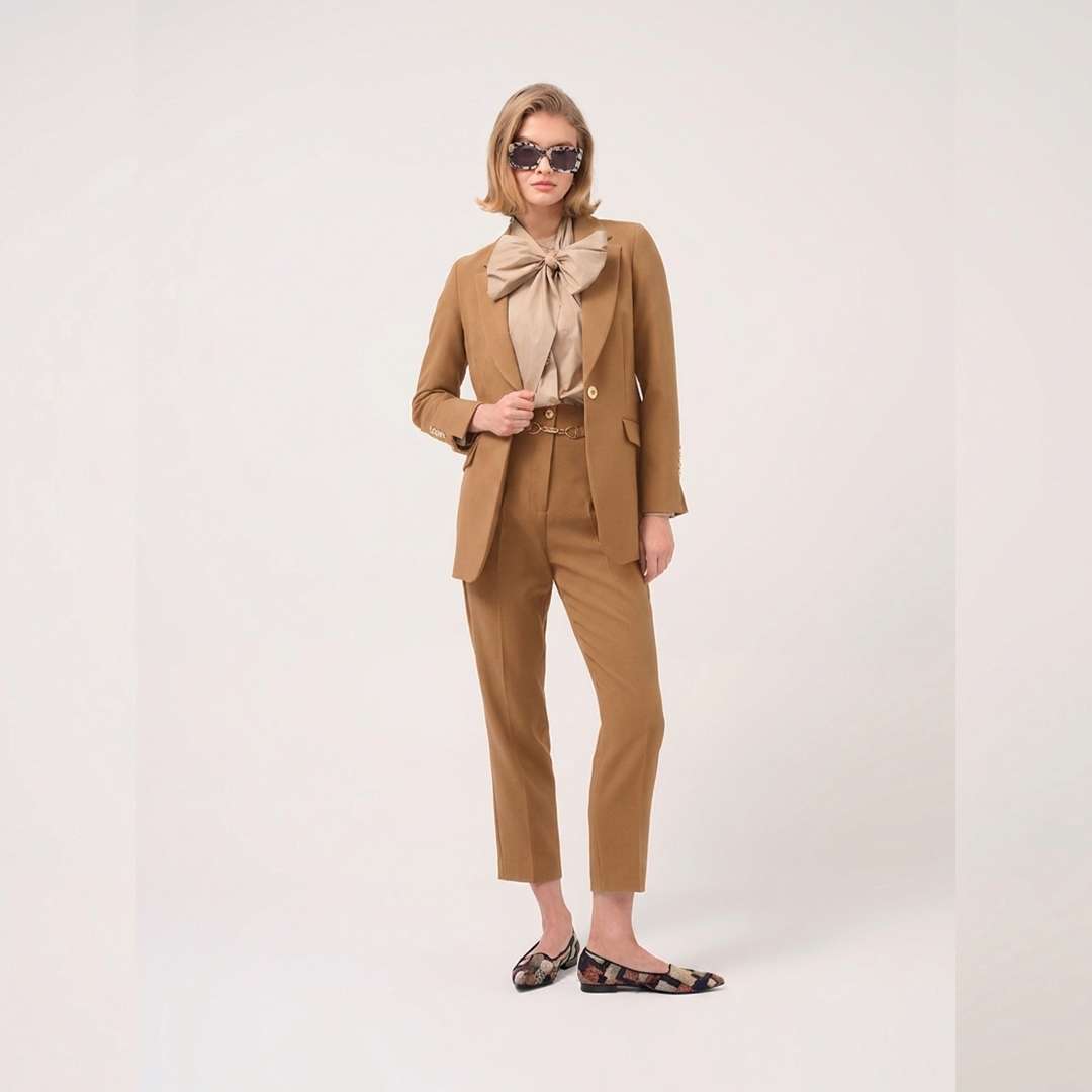 Cristina Barros Classic Blazer in Camel