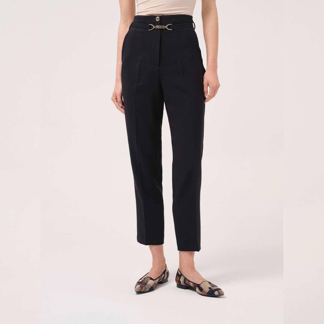 Cristina Barros Classic Trouser with Belt in Black