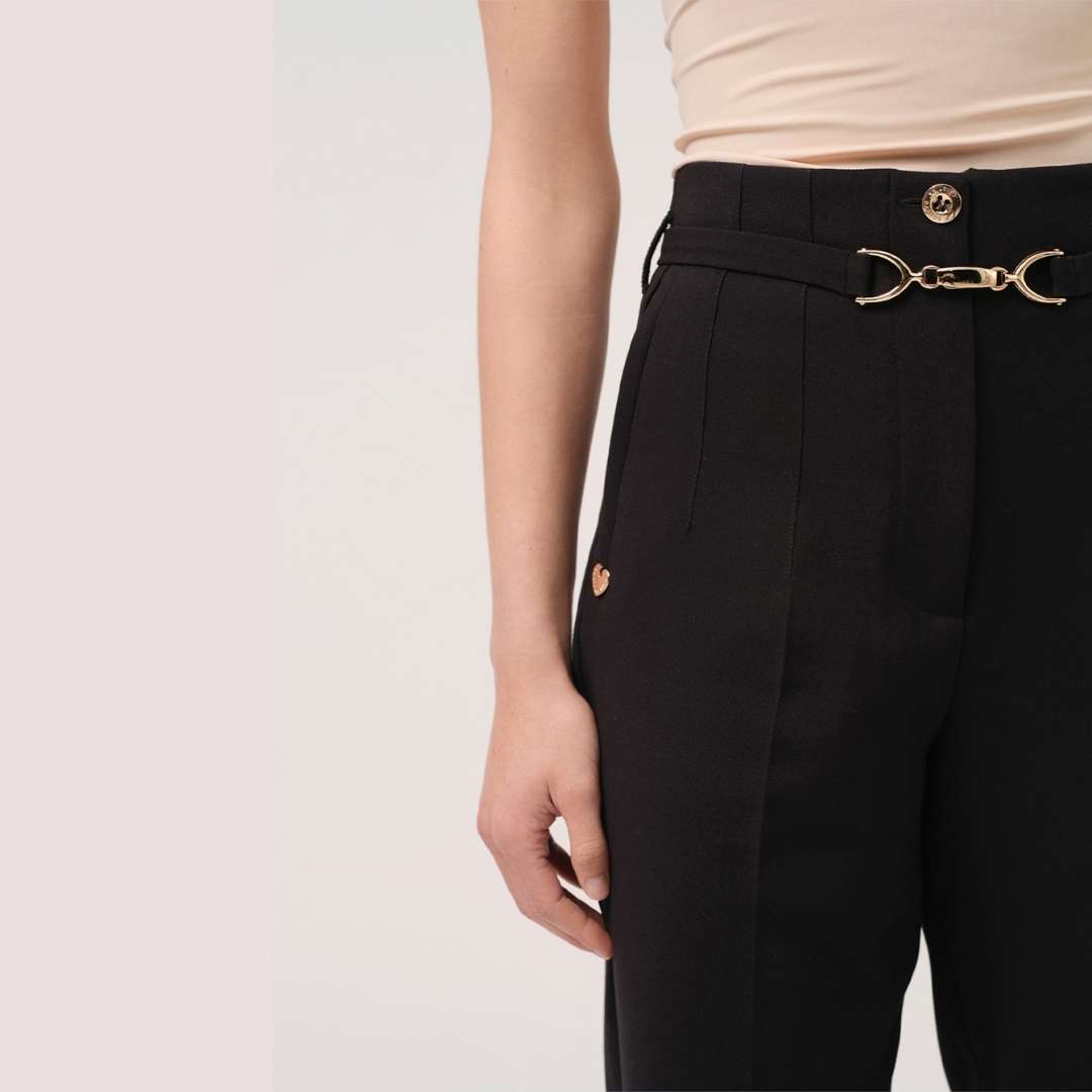 Cristina Barros Classic Trouser with Belt in Black