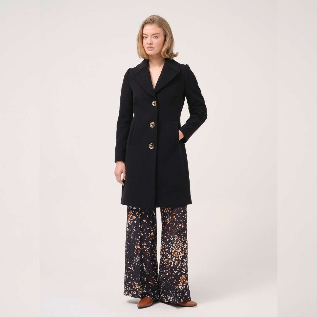 Cristina Barros Fitted Midi Coat in Black