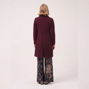 Cristina Barros Fitted Midi Coat in Bordeaux