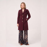 Cristina Barros Fitted Midi Coat in Bordeaux