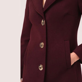 Cristina Barros Fitted Midi Coat in Bordeaux