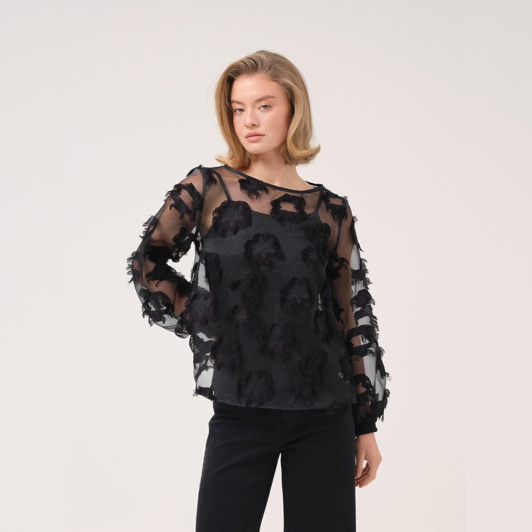 Cristina Barros Georgette Blouse in Black