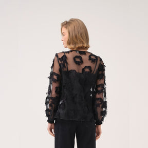 Cristina Barros Georgette Blouse in Black