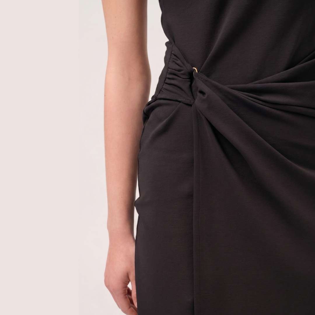 Cristina Barros Long Knit Wrap Dress in Black