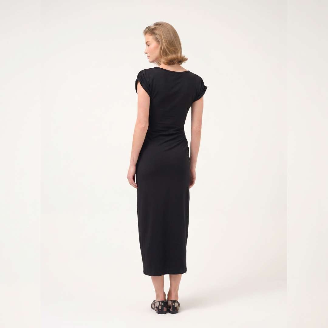 Cristina Barros Long Knit Wrap Dress in Black