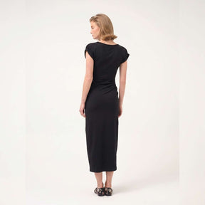 Cristina Barros Long Knit Wrap Dress in Black