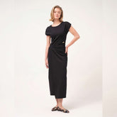 Cristina Barros Long Knit Wrap Dress in Black