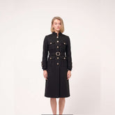 Cristina Barros Long Military Coat in Black
