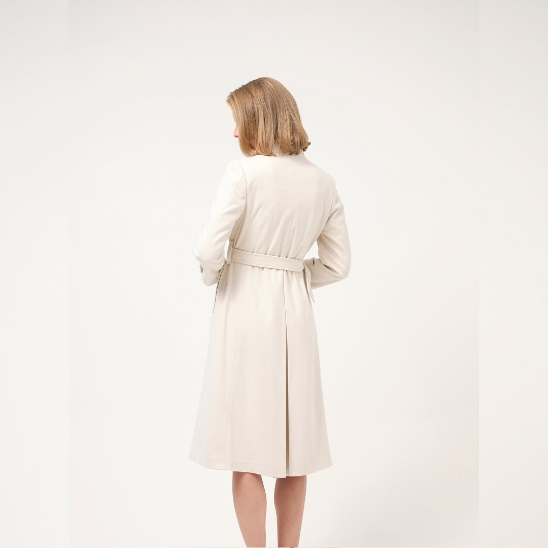 Cristina Barros Long Military Coat in Pearl