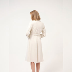 Cristina Barros Long Military Coat in Pearl