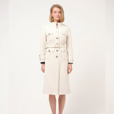 Cristina Barros Long Military Coat in Pearl