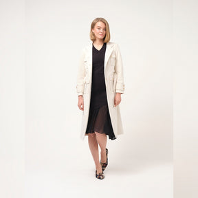 Cristina Barros Long Military Coat in Pearl