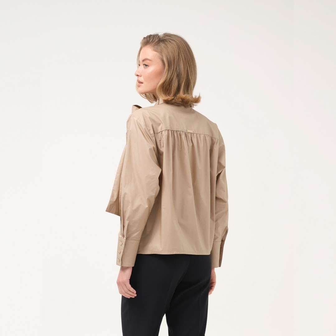 Cristina Barros Mandarin Collar Shirt in Cream