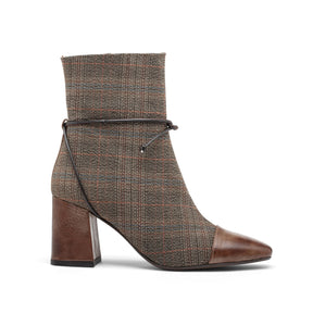 Cristina Barros Plaid Ankle Boots in Brown