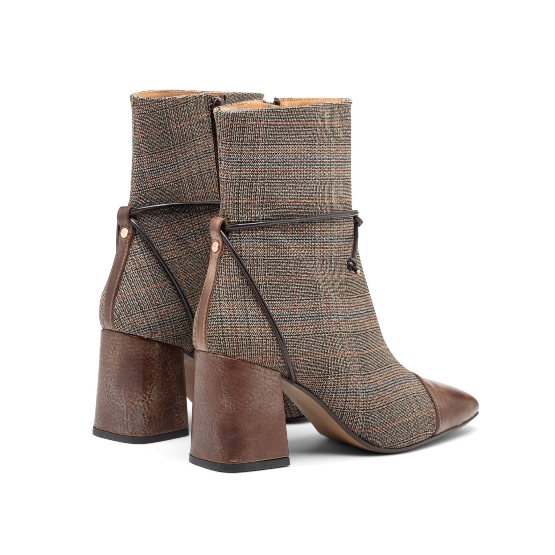 Cristina Barros Plaid Ankle Boots in Brown