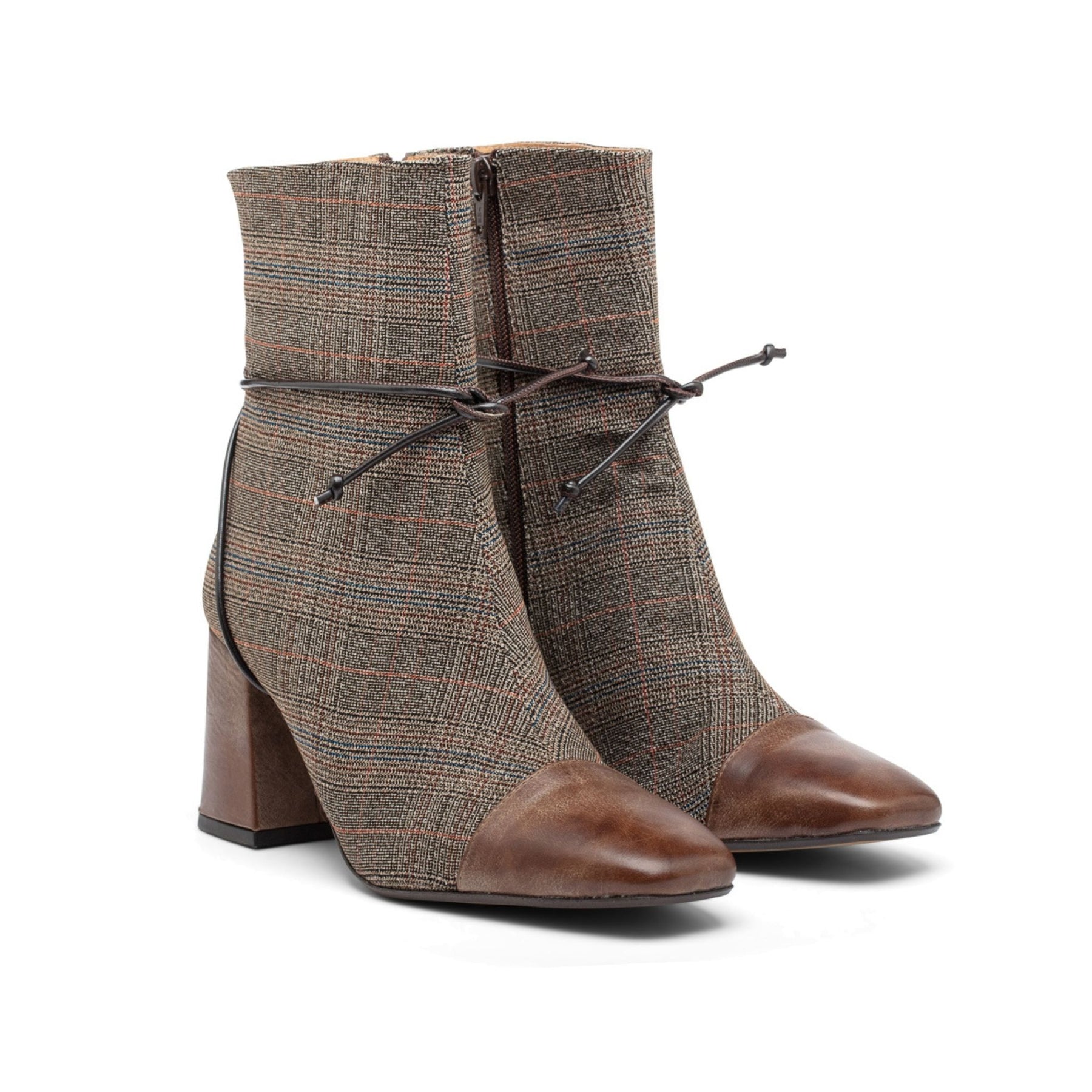 Cristina Barros Plaid Ankle Boots in Brown
