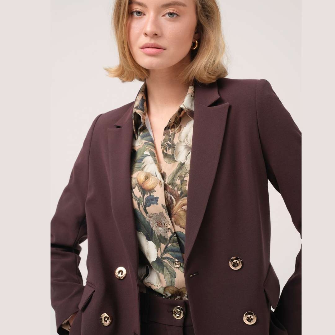 Cristina Barros Plain Blazer in Brown