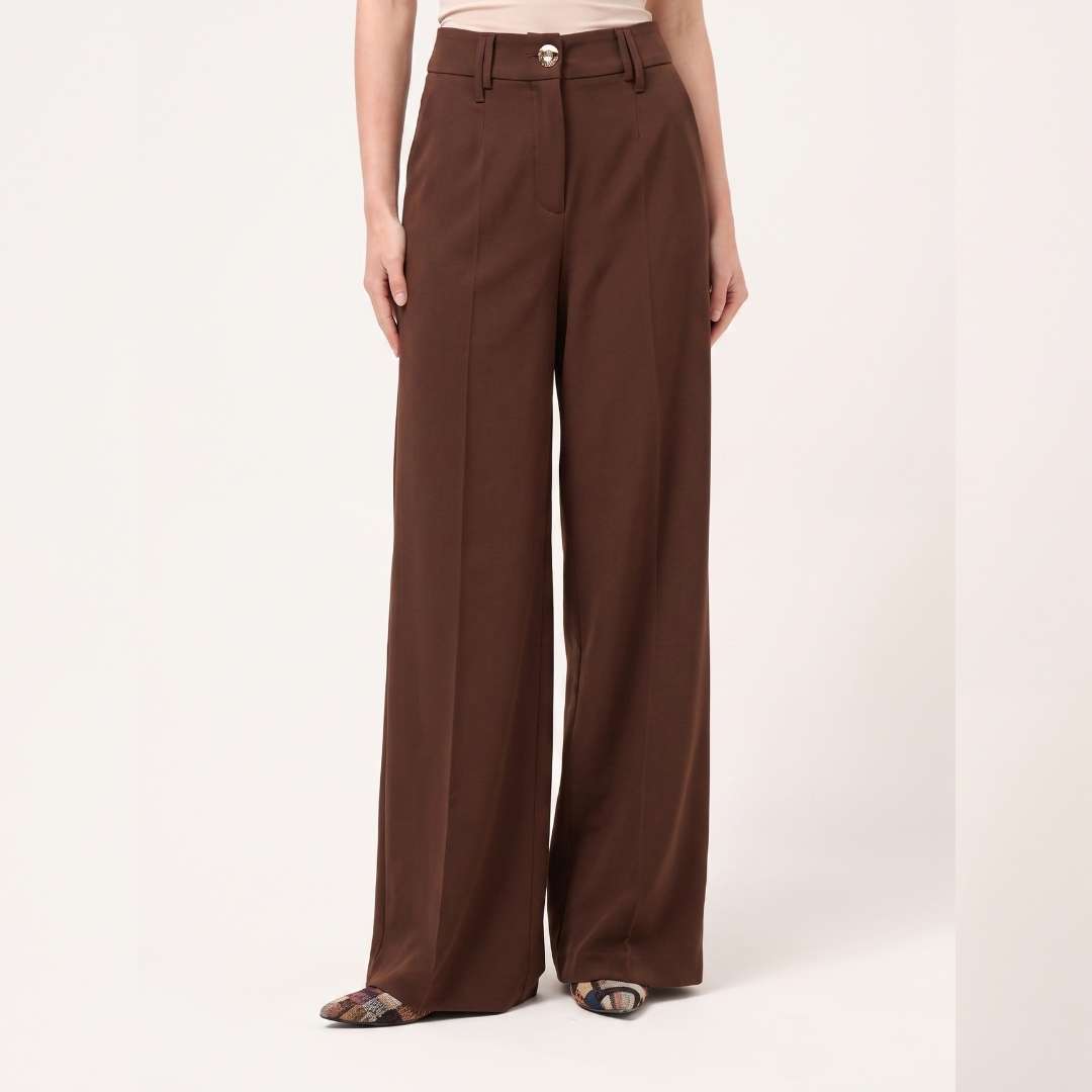 Cristina Barros Wide Leg Trouser in Brown