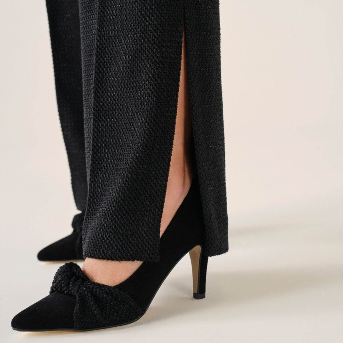 Cristina Barros Women's Chanel Style Wide Trousers in Black