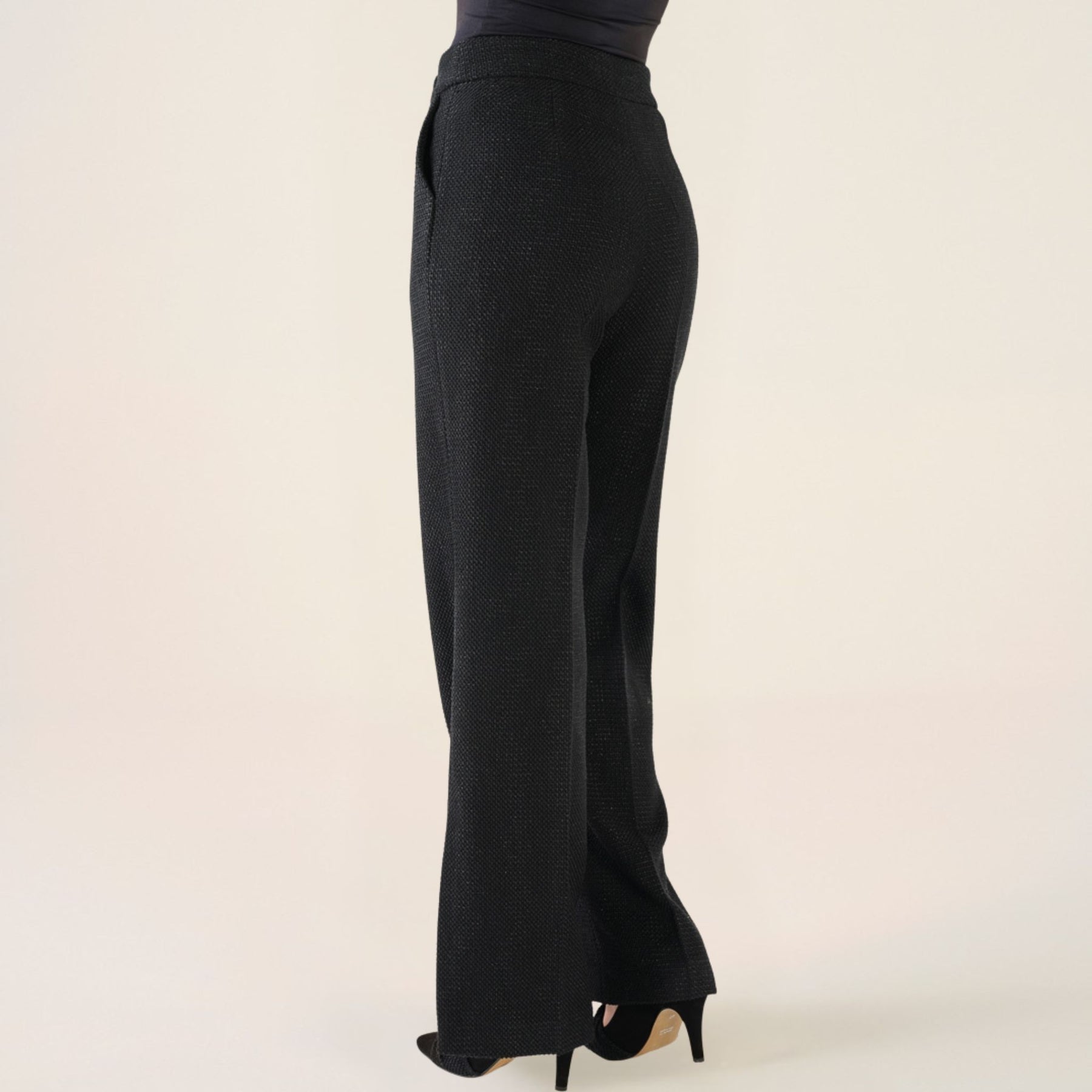 Cristina Barros Women's Chanel Style Wide Trousers in Black