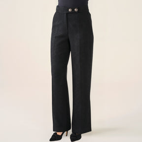Cristina Barros Women's Chanel Style Wide Trousers in Black