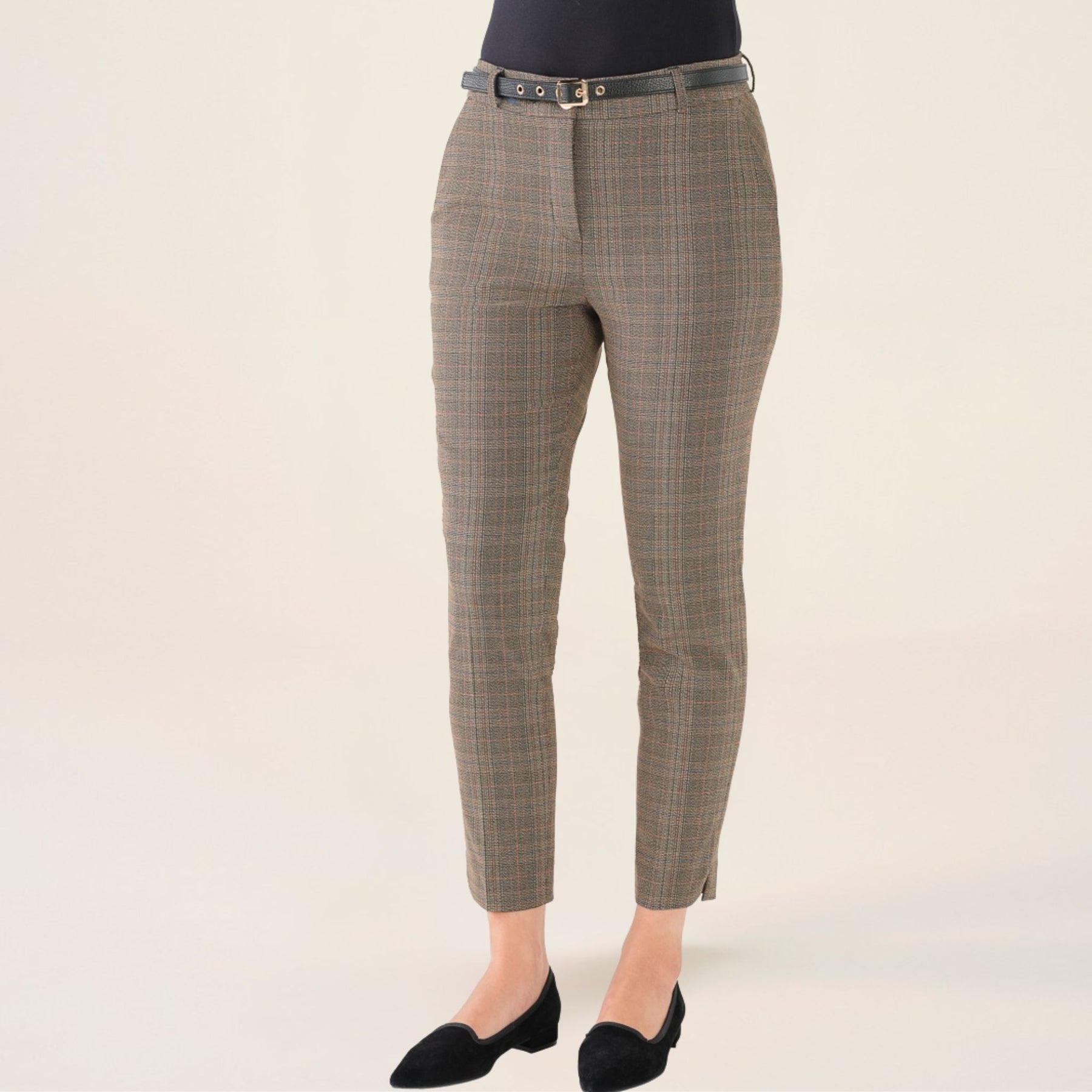 Cristina Barros Women's Classic Plaid Trousers in Grey