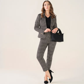 Cristina Barros Women's Classic Printed Trousers with Front Panels in Grey