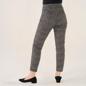 Cristina Barros Women's Classic Printed Trousers with Front Panels in Grey