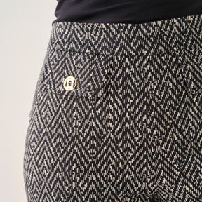 Cristina Barros Women's Classic Printed Trousers with Front Panels in Grey