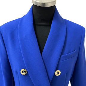 Cristina Barros Women's Double Breasted Blazer in Indigo Blue