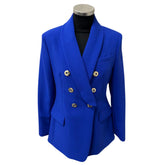 Cristina Barros Women's Double Breasted Blazer in Indigo Blue