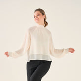 Cristina Barros Women's Elastic Chiffon Blouse in Pearl