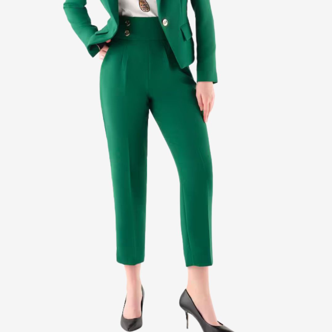 Cristina Barros Women's High-Waisted Tailored Trousers in Green