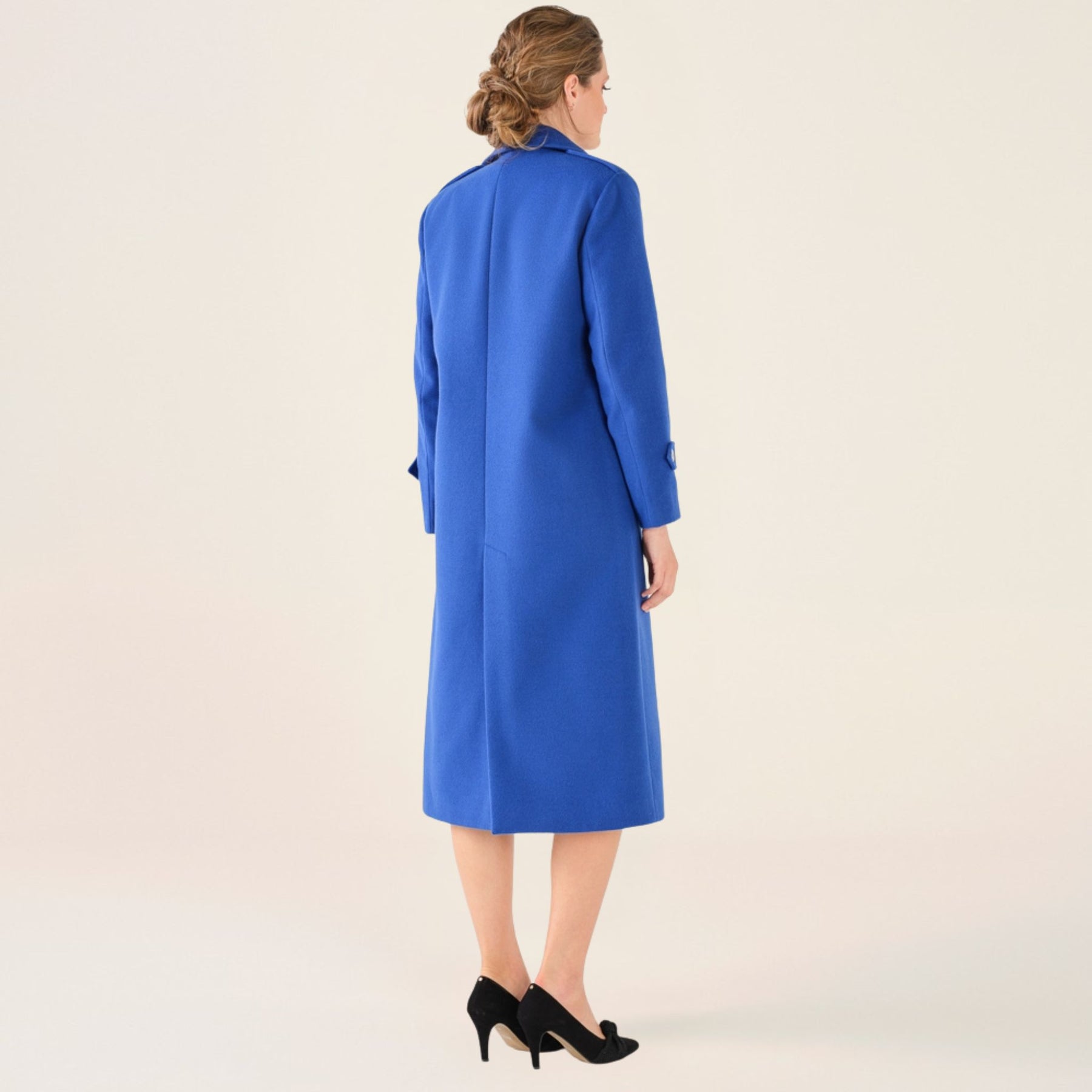 Cristina Barros Women's Long Coat in Indigo Blue with Clasps
