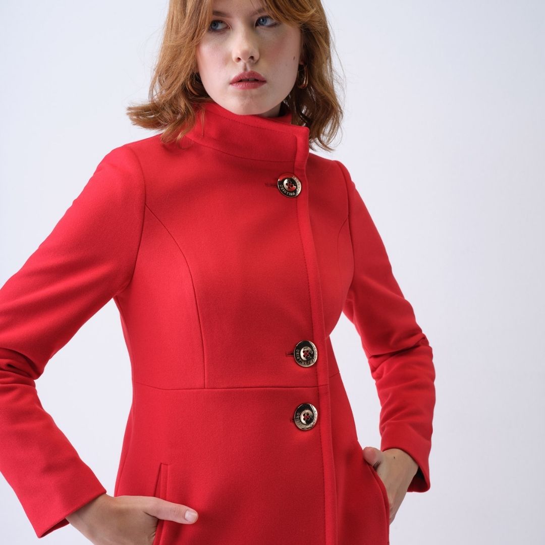 Cristina Barros Women's Long Coat in Red