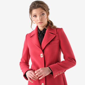 Cristina Barros Women's Long Militaly Coat in Red