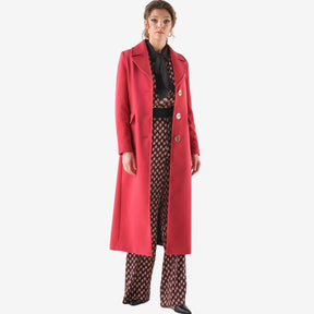 Cristina Barros Women's Long Militaly Coat in Red