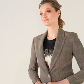 Cristina Barros Women's Plaid Blazer in Grey